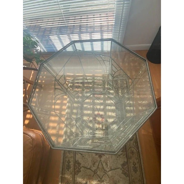 1970s Bedford Downing Modernist Metal & Glass Octagonal Table For Sale In Philadelphia - Image 6 of 10