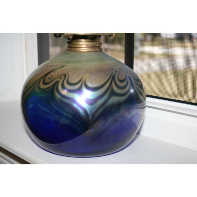 Vintage Art Nouveau Style Oil Lamp For Sale - Image 6 of 10