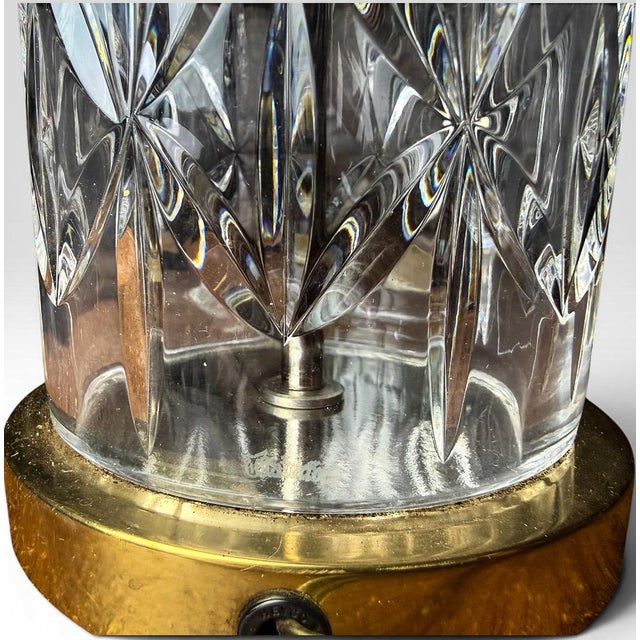 Waterford Vintage Waterford Cut Crystal Table Lamp With Custom Agate Drum Shade For Sale - Image 4 of 8