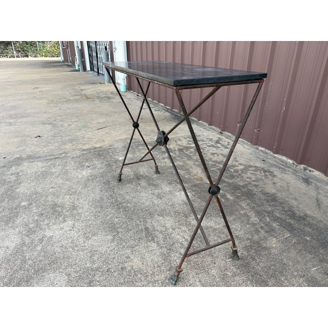 Brown Pair of French Maison Bagues Neoclassical Style Wrought Iron Console Tables For Sale - Image 8 of 11