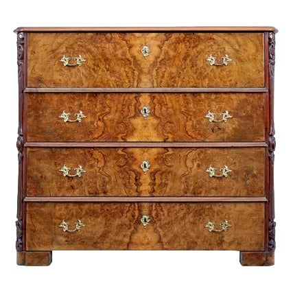 19th Century Burr Walnut Chest of Drawers For Sale