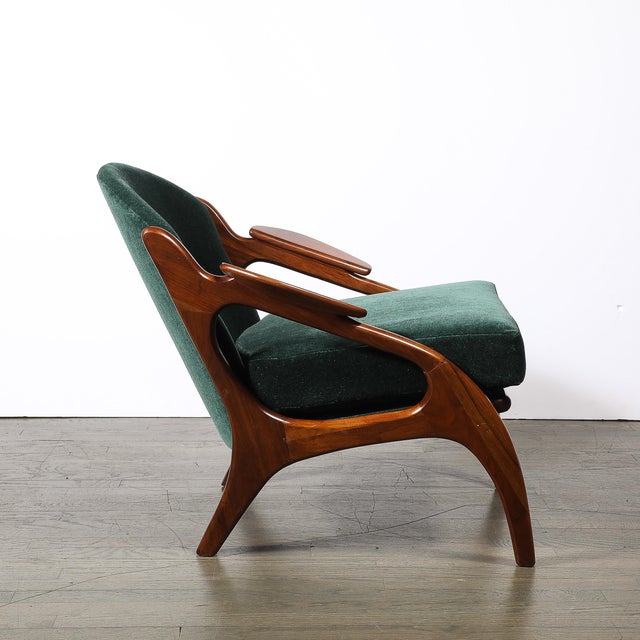 Army Green Mid-Century 2249-C Lounge Chair in Walnut & Viridian Velvet by Adrian Pearsall For Sale - Image 8 of 15