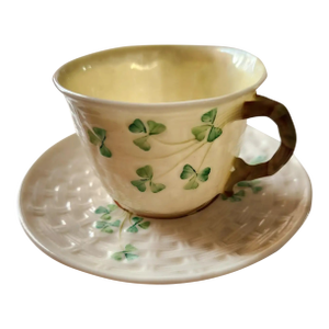 1950s Fine Irish Belleek Porcelain Demitasse Cup and Saucer