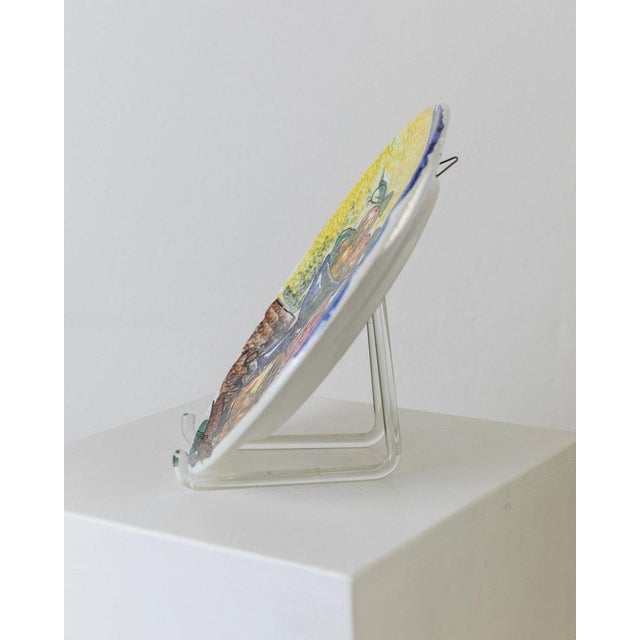 Red Vintage Ceramic Wall Plate with Hand-Painted Fruits, Italy, 1960s For Sale - Image 8 of 12