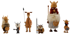 Vintage Scandinavian Wooden Vikings, 1950s, Set of 6