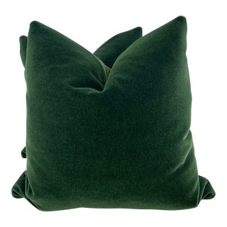 Emerald Green Mohair 22" Pillows-A Pair For Sale