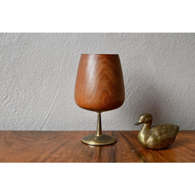 Scandinavian Decorative Glass in Teak and Brass, 1960s For Sale - Image 6 of 6