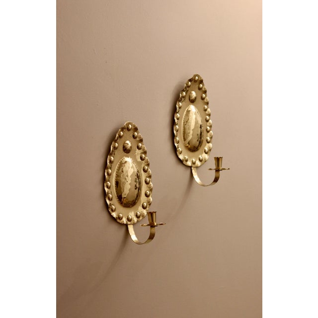 Mid-Century Modern Mid-Century Swedish Brass Sconces, Set of 2 For Sale - Image 3 of 7