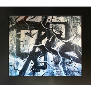 2025 "018-25" Abstract Expressionist Monochrome Black & White Painting by Mark Lewis For Sale