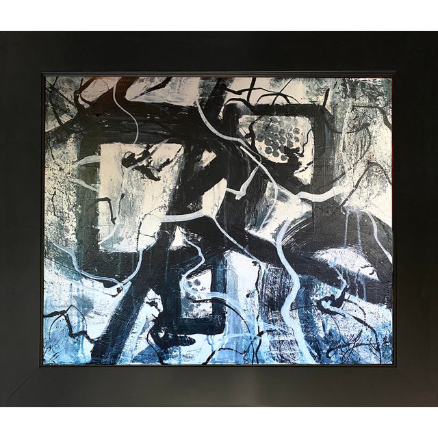 2025 "018-25" Abstract Expressionist Monochrome Black & White Painting by Mark Lewis For Sale