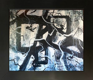 2025 "018-25" Abstract Expressionist Monochrome Black & White Painting by Mark Lewis