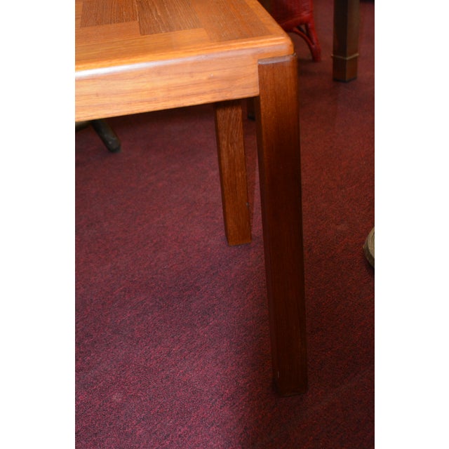Mid-Century Modern Pair Mobelfabrik Denmark Golden Solid Teak Wood Rectangular End / Side Tables - Mid Century For Sale - Image 3 of 17