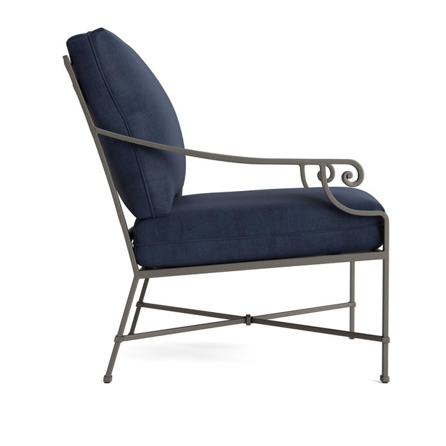 Contemporary Brown Jordan Venetian Lounge Chair, Mica frame with Fusion Neptune fabric For Sale - Image 3 of 11