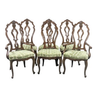 Louis XV Carved Walnut Dining Chairs - Set of 6 For Sale