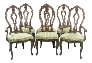 Louis XV Carved Walnut Dining Chairs - Set of 6