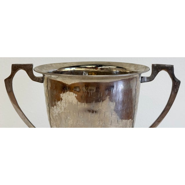 Vintage Hammered Silverplate Trophy Vase For Sale - Image 9 of 10