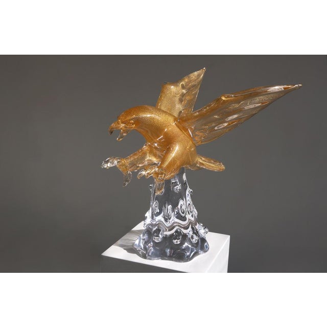 1970s Mid-Century Italian Murano Glass Eagle Sculpture with Gold Leaf by Arnaldo Zanella, 1970s For Sale - Image 5 of 18