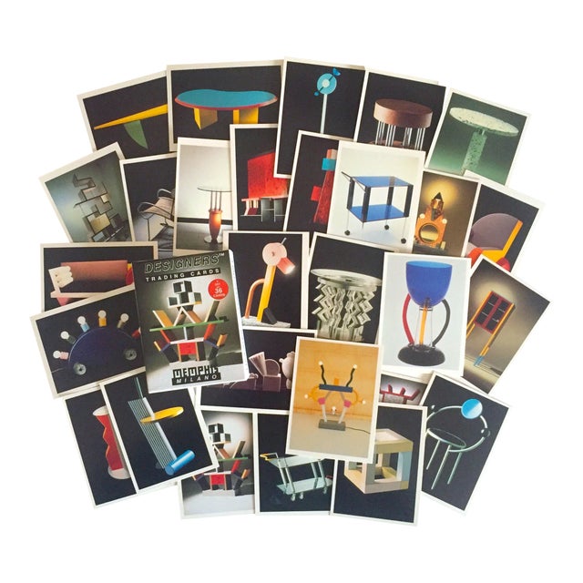 Vintage Memphis Milano Post Modern Designer Collector's Trading Cards Boxed Set For Sale