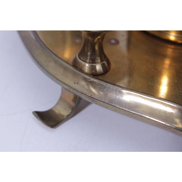 Brass 1980s Mottahedeh Winterthur Brass Inkwell Standish Set W. Candle Holder For Sale - Image 8 of 13
