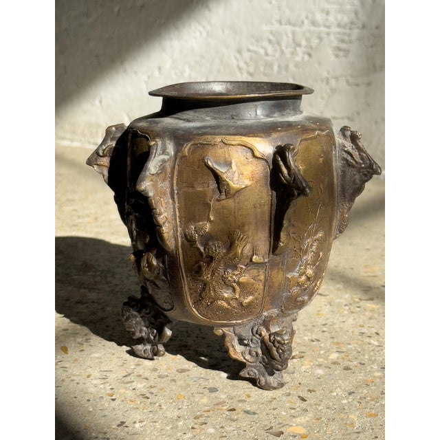 19th-Century German Bronze Footed Urn With Avian Reliefs and Gargoyle Motifs For Sale - Image 9 of 17