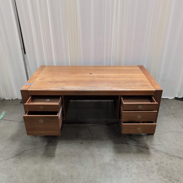 D-Scan 1970s D-Scan Mid-Century Modern Solid Teak Double Pedestal Executive Desk For Sale - Image 4 of 8