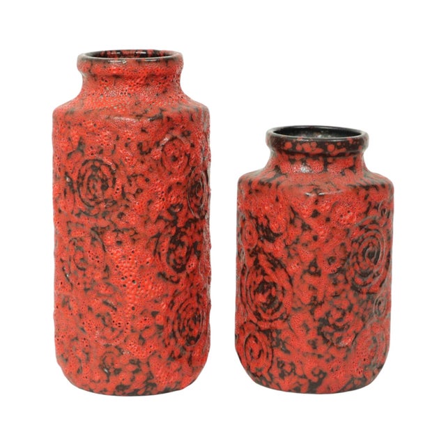 Red Fat Lava Vases from Scheurich Jura, West Germany, 1960s, Set of 2 For Sale - Image 14 of 14