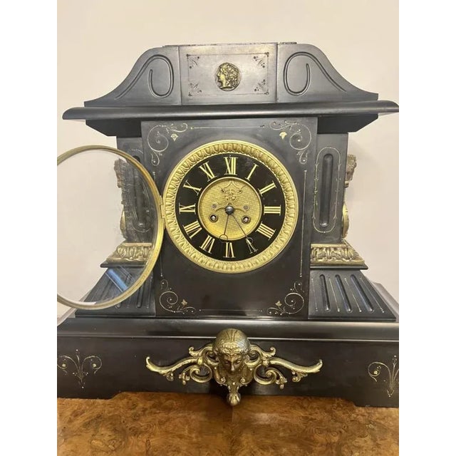 Outstanding quality large antique Victorian marble mantle clock. Having an outstanding quality marble and ornate gilded...