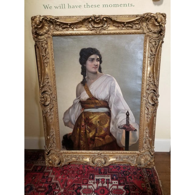 Beautiful antique German painting circle of August Heinrich Riedel unsigned. This features Judith holding the decapitated...