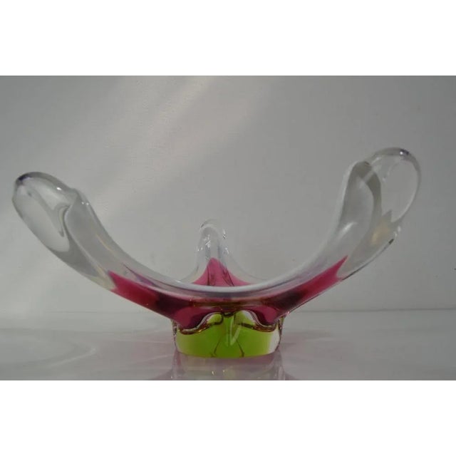Green Czech Art Glass Bowl attributed to Josef Hospodka for Chribska Glasswork, 1960s For Sale - Image 8 of 12