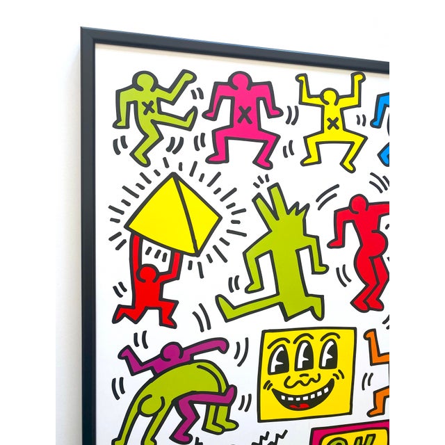 Keith Haring Keith Haring Estate Vintage 1999 Offset Lithograph Print Framed Pop Art Poster " Untitled 84 " 1984 For Sale - Image 4 of 13