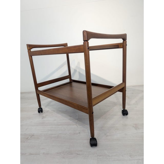 Brown Vintage Danish Teak Bar Cart from Dyrlund, 1960s For Sale - Image 8 of 16