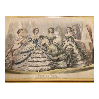 1860s Titled "The Soiree," Likely Featured in Godey's Lady's Book. Print Was Engraved by the New York-Based Firm Capewell & Kimmel Fashion Era:1860 For Sale