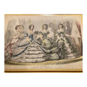 1860s Titled "The Soiree," Likely Featured in Godey's Lady's Book. Print Was Engraved by the New York-Based Firm Capewell & Kimmel Fashion Era:1860