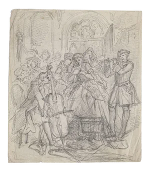Musicians - Pencil on paper - 20th century 20th century