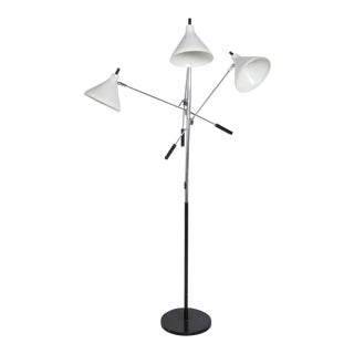 White and Chrome Floor Lamp With Three Heads
