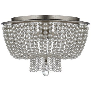 AERIN for Visual Comfort Signature Jacqueline Flush Mount in Burnished Silver Leaf with Clear Glass For Sale