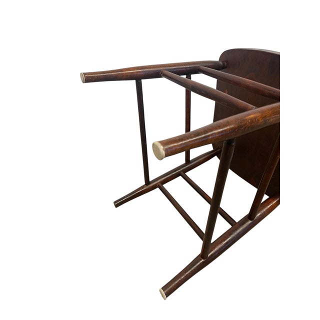 Wood Antique Arts and Crafts Style Windsor Side Chair Cattail Spindle Back Tapered Legs For Sale - Image 7 of 9