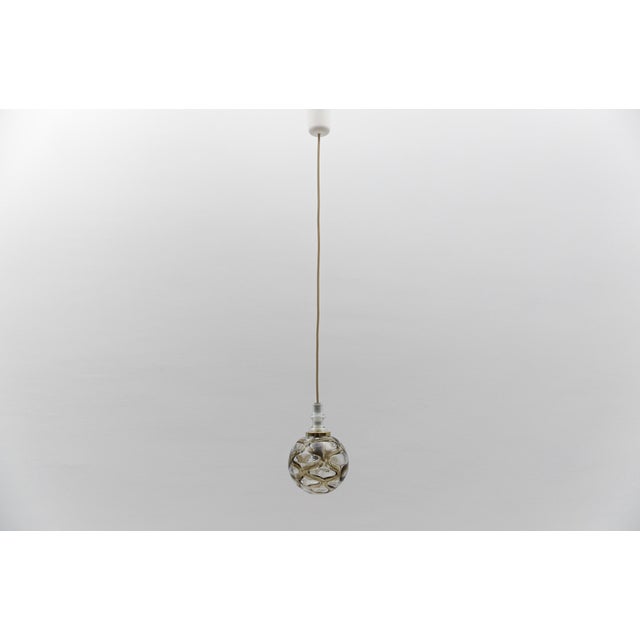 Mid-Century Modern Small Space Age Opal Glass and Chrome Pendant Lamp, Germany, 1960s For Sale - Image 3 of 7