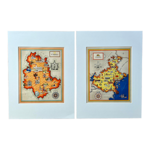 1950s Regions of Italy Maps, Umbria and Veneto - Set of 2