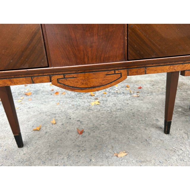 Chestnut 1930s Art Deco Waterfall Walnut China Cabinet Curio Display For Sale - Image 8 of 12
