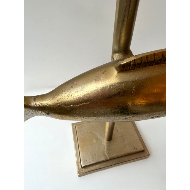 1990s Pair of Fish Lamps Gilt Metal. France, 1990s For Sale - Image 5 of 11