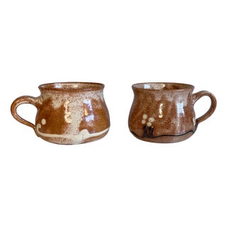 Handmade Patterned Ceramic Mugs with Handles by Helma Klett, Germany, 1990s, Set of 2 For Sale