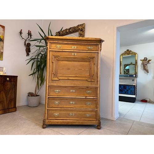 Wood Secretaire in Natural Wood For Sale - Image 7 of 18