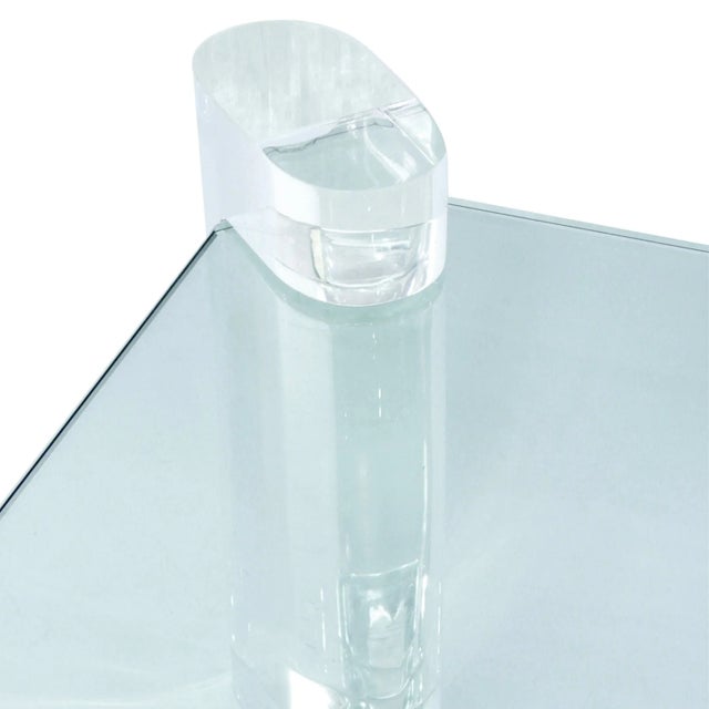 Modern Large Karl Springer Attributed Lucite Leg Coffee Table, Glass, 1980s For Sale - Image 3 of 18