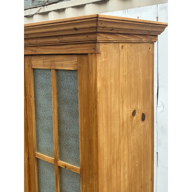 Pine Glazed Bookcase or Storage Cupboard With Four Drawers For Sale - Image 15 of 17