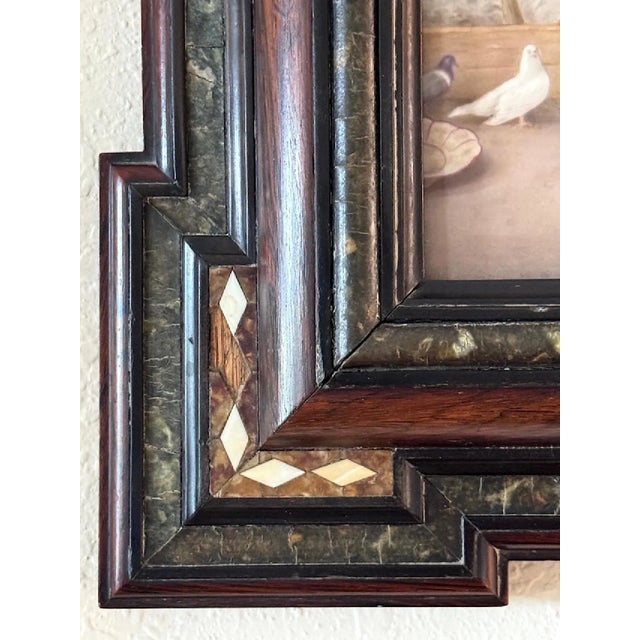 Brown Antique KPM Painted Porcelain Wall Plaque "The Girl With Doves" Signed Wagner, 19th. Century. Exquisite Frame For Sale - Image 8 of 12
