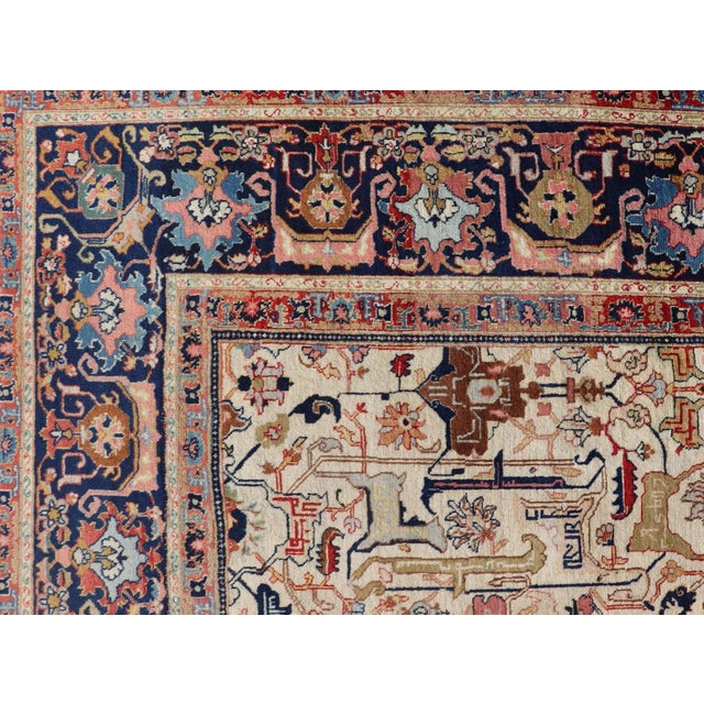 Antique Persian Tabriz Rug in Wool With All-Over Sub-Geometric Design 9'6 X 12'0 For Sale - Image 9 of 18