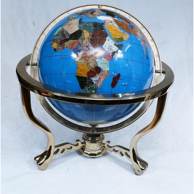 World Globe Compasss in Stone and Brass For Sale - Image 15 of 15