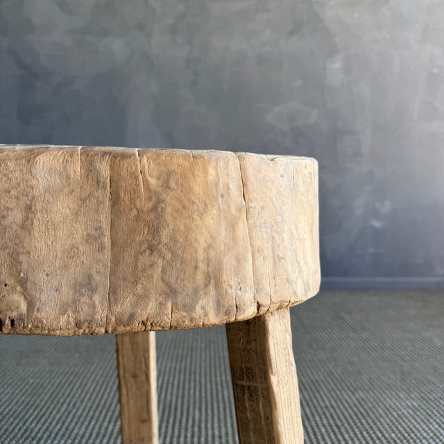 Wood Vintage Elm Wood Chop Block Table #N32 For Sale - Image 7 of 9
