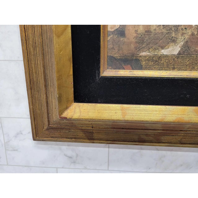 1990s Vintage Gold Gilt Wood Framed Asian King & Queen Portrait Prints For Sale - Image 5 of 10